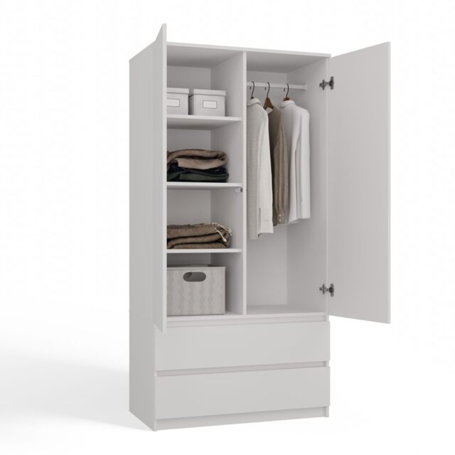 Topeshop SZAFA MALWA B bedroom wardrobe/closet 5 shelves 2 door(s) White - imagine 4