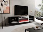RTV cabinet POLO 180x33x39 black + fireplace white - imagine 4