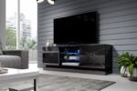 Cama TV cabinet QIU 160 MDF black gloss/black gloss - imagine 5
