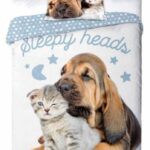 Youth bedding 012 BEST FRIENDS DOG AND CAT set 140x200cm + pillow 70x90cm