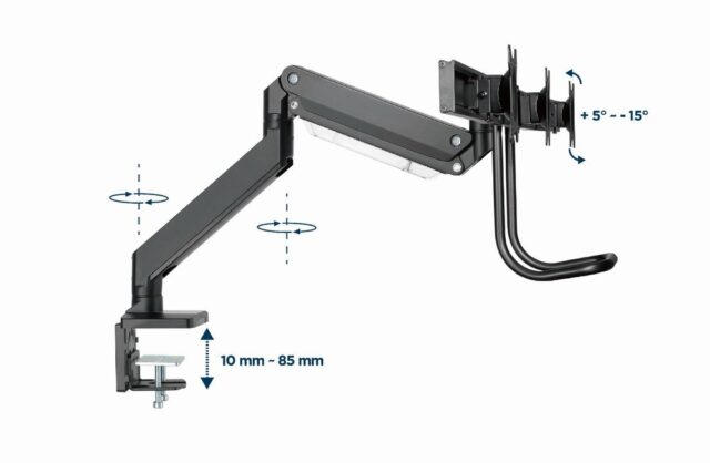 Gembird MA-DA3-03 monitor mount / stand 68.6 cm (27 ) Desk Black - imagine 12