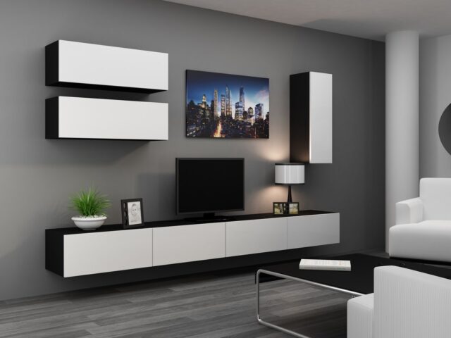 Cama Cabinet VIGO  90  full 90/35/32 black/white gloss - imagine 3