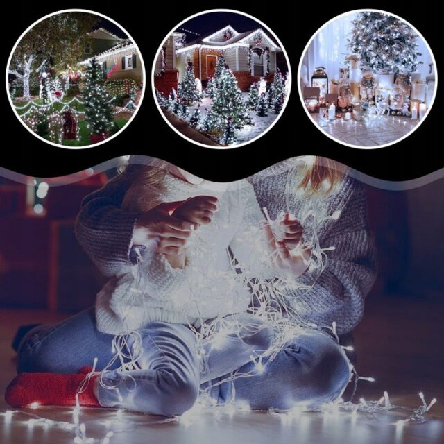 EXTRALINK LAMPKI CHOINKOWE ŚWIATEŁKA 300LED ZEWNĘTRZNE WEWNĘTRZNE BIAŁE ZIMNE 21,7M - imagine 8