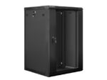 Lanberg wall-mounted installation rack cabinet 19'' 18U 600x600mm black (glass door) - imagine 2