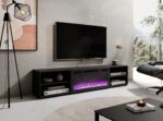 RTV cabinet POLO 180x33x39 black + fireplace black - imagine 5