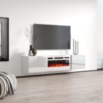 RTV LUXE cabinet 182.6x34.5x37.5 white/gloss white + white mantelpiece - imagine 2