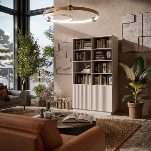 Cama LIVERTI bookcase 100x42x171 cashmere - imagine 3