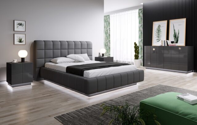 Cama bedside table REJA graphite grey gloss/graphite grey gloss - imagine 7