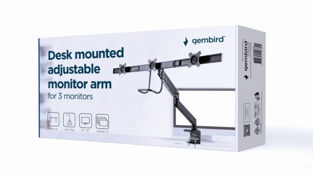 Gembird MA-DA3-03 monitor mount / stand 68.6 cm (27 ) Desk Black - imagine 30