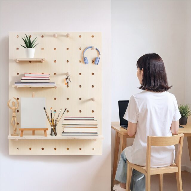 Maclean wooden board organizer  light wood color  60x80 cm  max. 20 kg  MC-131 WD - imagine 7