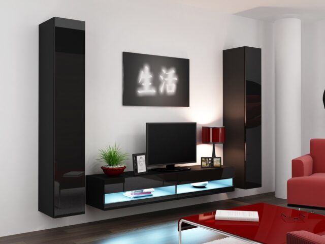 Cama TV stand VIGO NEW 30/180/40 black/black gloss - imagine 3