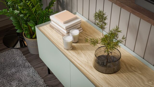 Cama FELLINI TV cabinet 200x40x52 olive + oiled oak top - imagine 4