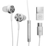 Maxell XC1 USB-C wired headphones with USB-A adapter white - imagine 2