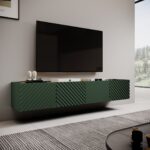4D RTV cabinet ONDA 200x40xH54.35 green (standing or wall mounted) - imagine 4