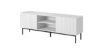 PAFOS RTV cabinet on black steel frame 150x40x60 cm white matt