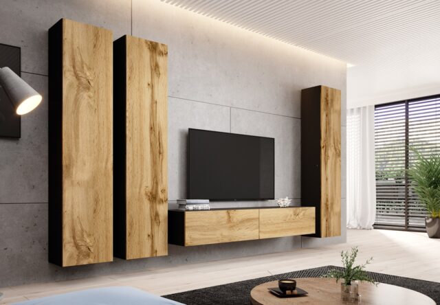 Cama full cabinet VIGO '180' 180/40/30 black/wotan oak - imagine 6