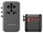 Uniwersalny adapter podróżny z ładowarką Vention 100W GaN 1x USB-A 3x USB-C czarny - imagine 4