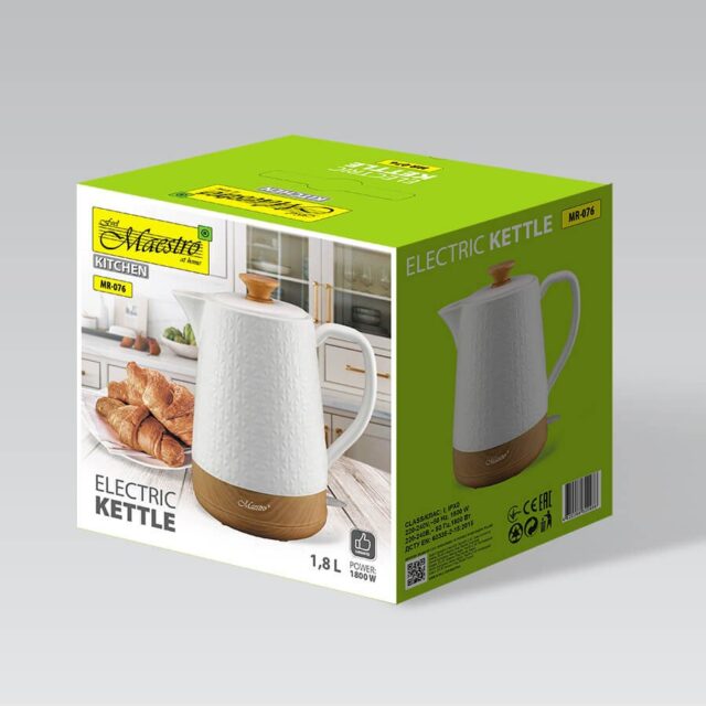 Maestro MR-076 electric kettle 1.8 L 1800 W White  Wood - imagine 4