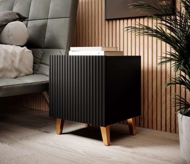 PAFOS bedside table 2 pcs. 45x40x51 cm matte black - imagine 3