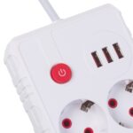 Maclean power strip  extension cord 2 sockets + 3xUSB  110-240V AC 50/60Hz  2.1A max 2500W  1.5m  white  MCE387 W - imagine 2