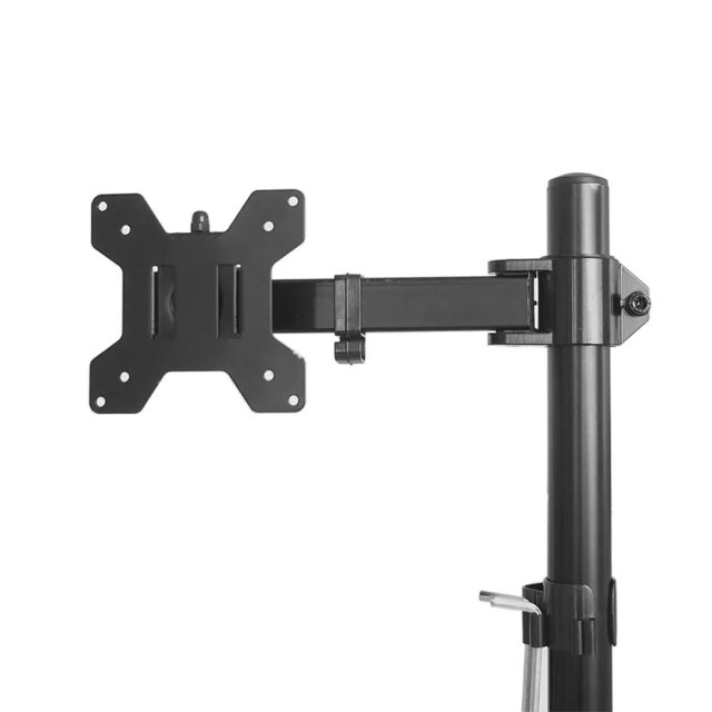 Maclean MC-967 Double Vertical Monitor Desk Mount Screen Holder max VESA 100x100  13-27   2x 9kg Powder Coated Tilting Rotating Adjustable - imagine 4