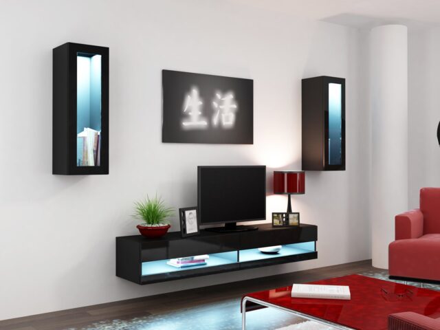 Cama TV stand VIGO NEW 30/140/40 black/black gloss - imagine 5