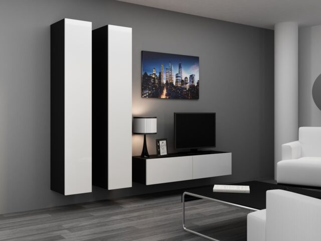 Cama TV stand VIGO 140 30/140/40 black/white gloss - imagine 2