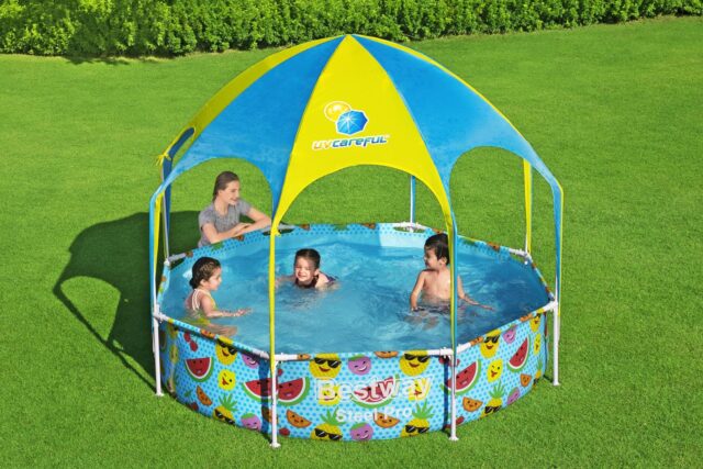 Bestway Steel Pro 2.44m x 51cm Splash-in-shade Play Pool  Orange/Yellow - imagine 9