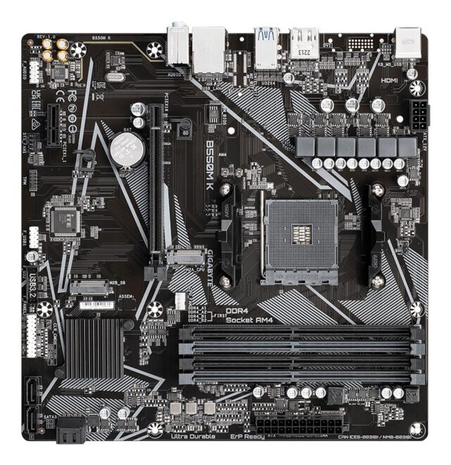 GIGABYTE B550M K Motherboard - AMD Ryzen 5000 CPUs  up to 4733MHz DDR4  1xPCIe 4.0 + 1xPCIe 3.0 M.2  1GbE LAN  USB 3.2 Gen 1 - imagine 5