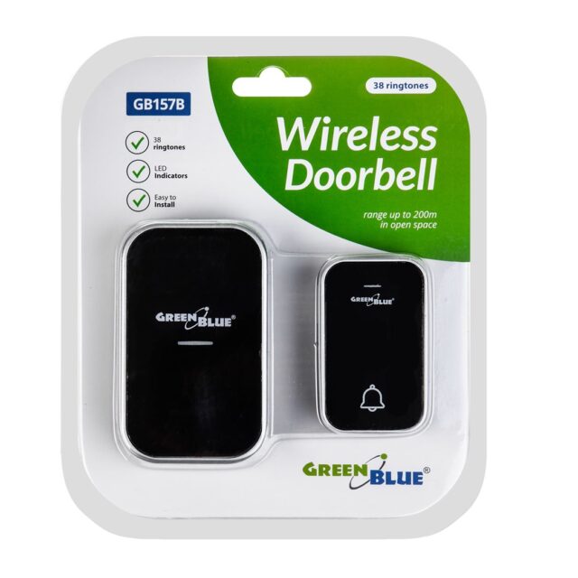 GreenBlue GB157 B Kinetic Battery-free Wireless Dorr Bell  Melodies  Black  Range up to 200m  IP44 - imagine 7
