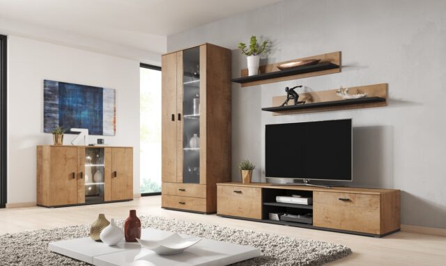 Cama set of two shelves 125cm SOHO lefkas oak/black - imagine 6