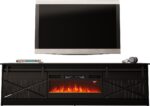 RTV GRANERO + fireplace cabinet 200x56.7x35 black/black gloss - imagine 2