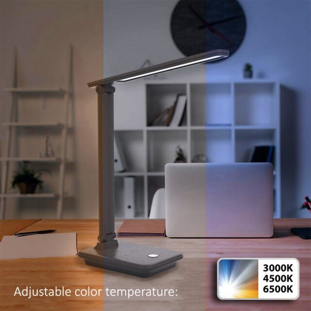 Maclean MCE614 B Dimmable LED Desk Lamp Adjustable Folding 9W IP20 3000K 4500K 6500K Black - imagine 4