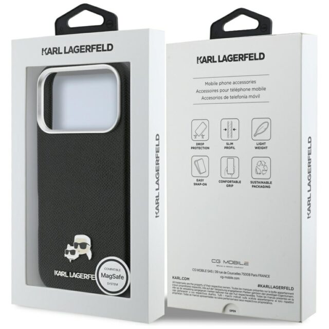 Case Karl Lagerfeld Karl & Choupette     Head Pins Saffiano MagSafe for iPhone 17 Pro black - imagine 8
