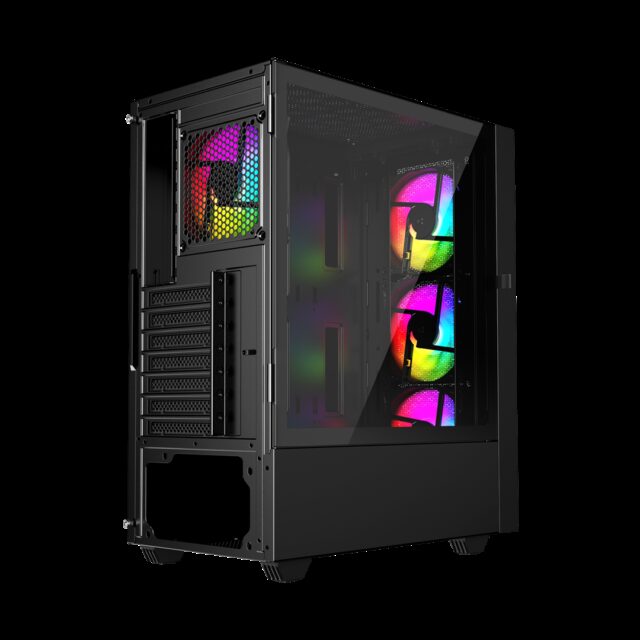 Gembird Fornax 4000 ARGB gaming ATX computer case  Midi Tower  backlight  Black - imagine 7