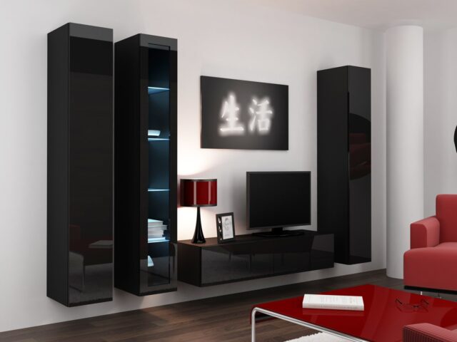 Cama Full cabinet VIGO '180' 180/40/30 black/black gloss - imagine 12