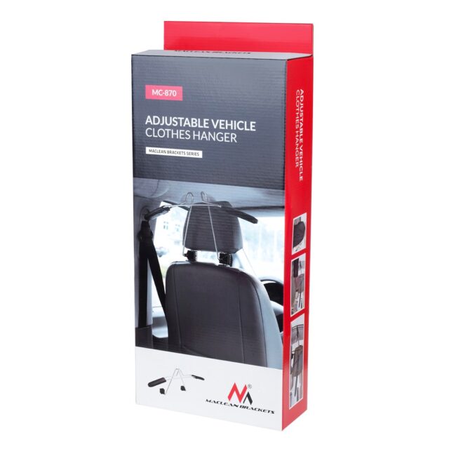 Maclean MC-870 Universal Car Hanger For Headrest Seat Bracket Car Coat Hanger Black - imagine 8