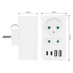 Current socket x2 + 4xUSB Maclean  splitter with 2 sockets  2xUSB A  2xUSB C PD 20W  1x16A + 1x6A  MCE249 F/W - imagine 12