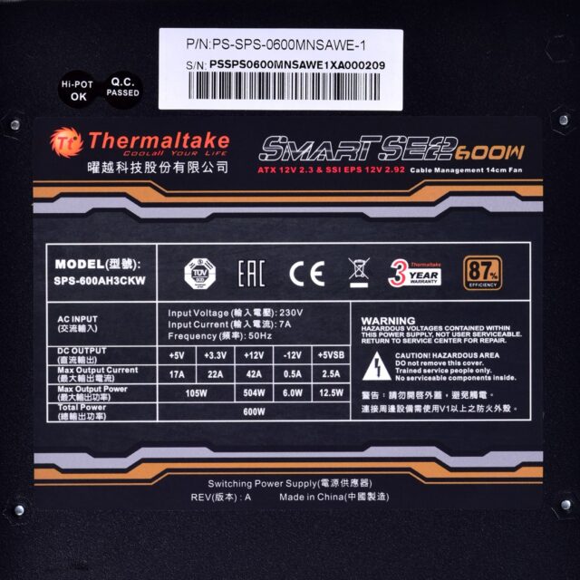 Thermaltake Smart SE2 600W power supply unit ATX Black - imagine 11