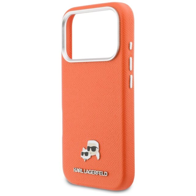 Case Karl Lagerfeld Karl & Choupette     Head Pins Saffiano MagSafe for iPhone 17 Pro orange - imagine 6