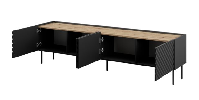 4D RTV cabinet ONDA 200x40x35-54 black (standing or wall mounted) - imagine 2