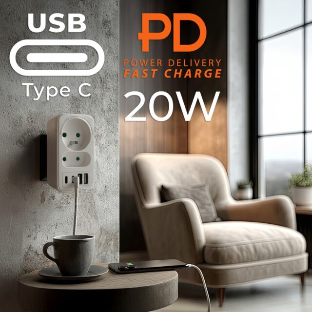 Current socket x2 + 4xUSB Maclean  splitter with 2 sockets  2xUSB A  2xUSB C PD 20W  1x16A + 1x6A  MCE249 F/W - imagine 11