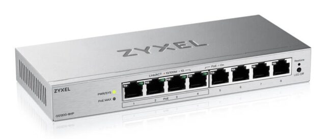 Zyxel GS1200-8HPV3 Managed L2 Gigabit Ethernet (10/100/1000) Power over Ethernet (PoE) Desktop Grey - imagine 2