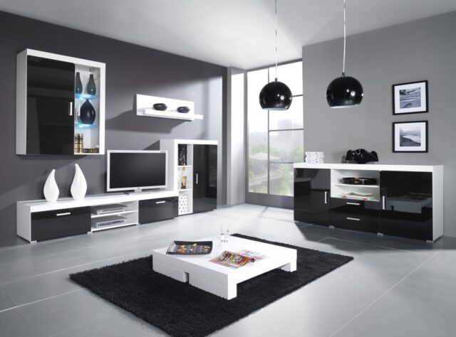 Cama bookcase SAMBA white/black gloss - imagine 3