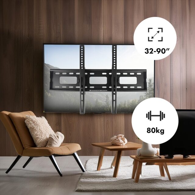 Maclean TV MC-421 Wall Mount Bracket 32 -90  VESA 600x400 80kg Tilting Universal Adjustable Spirit Level Accessories Flat Slim - imagine 3