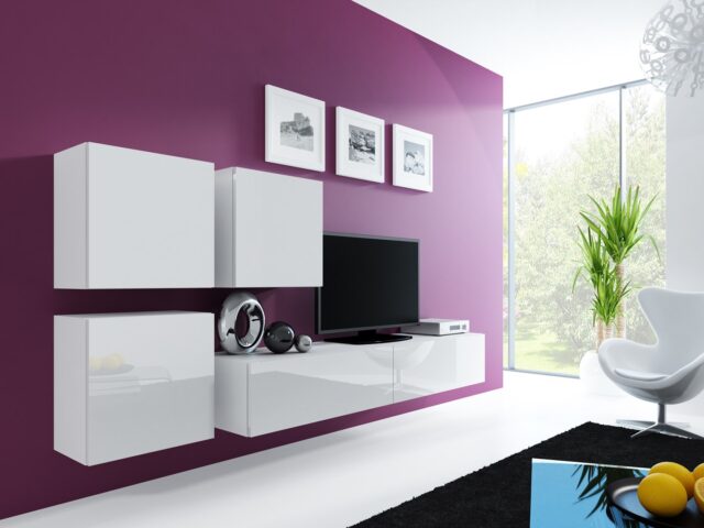 Cama TV Stand VIGO '180' 30/180/40 white/white gloss - imagine 11