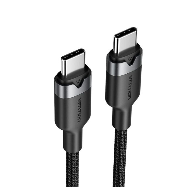 Kabel USB-C do USB-C Vention w oplocie 3A 480Mbps 60W PD 2m czarny - imagine 2