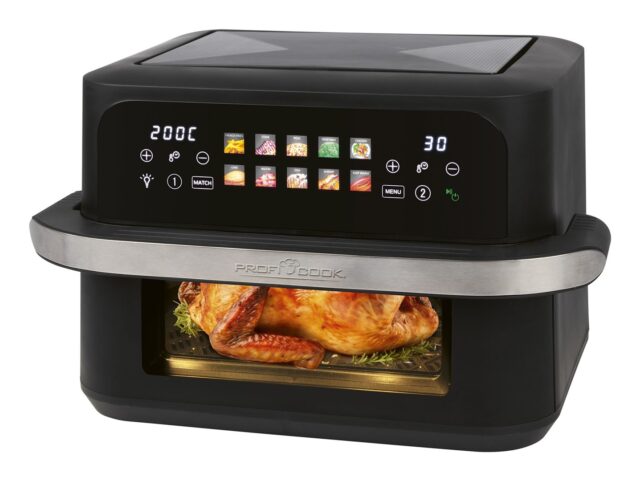 ProfiCook PC-FR 1313 H Double 10 L Stand-alone 2400 W Hot air fryer Black  Stainless steel - imagine 2