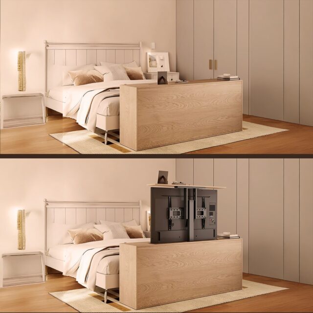 Maclean MC-866T Smart Motorized Electric TV Lift TUYA Mobile App Floor Mount Bracket Alexa Google Home 37''-80'' 60kg Cabinet VESA (EU plug) - imagine 13