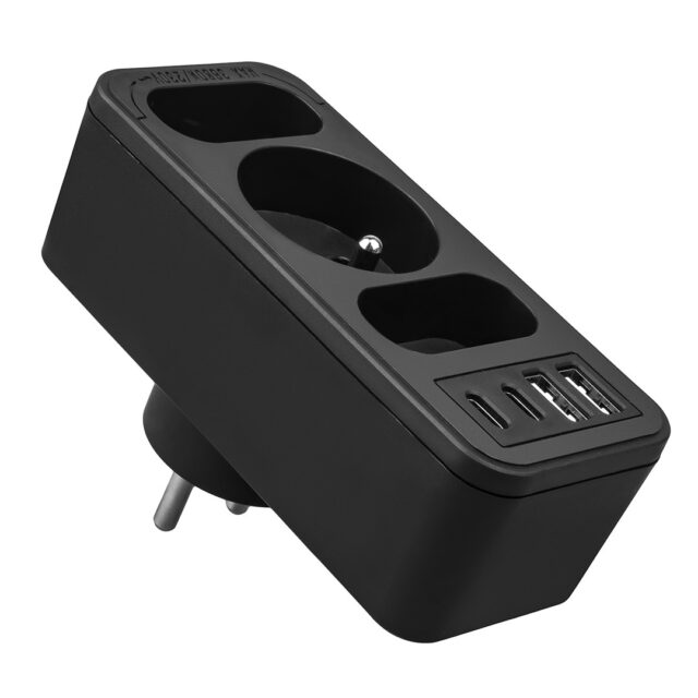 Current socket x3 + 4xUSB Maclean  splitter with 3 sockets  2xUSB A  2xUSB C PD 20W  1x16A + 2x6A  MCE248 F/B - imagine 5